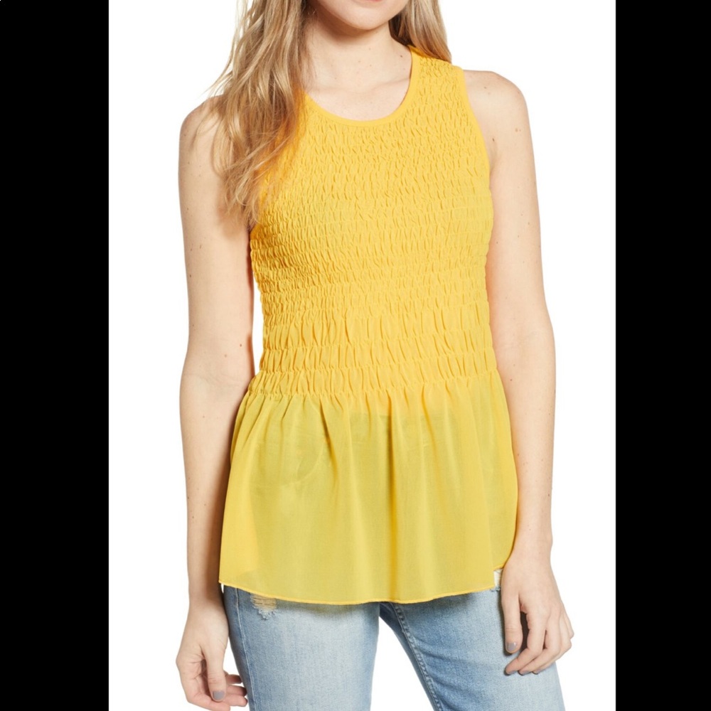 NWT Hinge Yellow Peplum Top - Picture 5 of 6